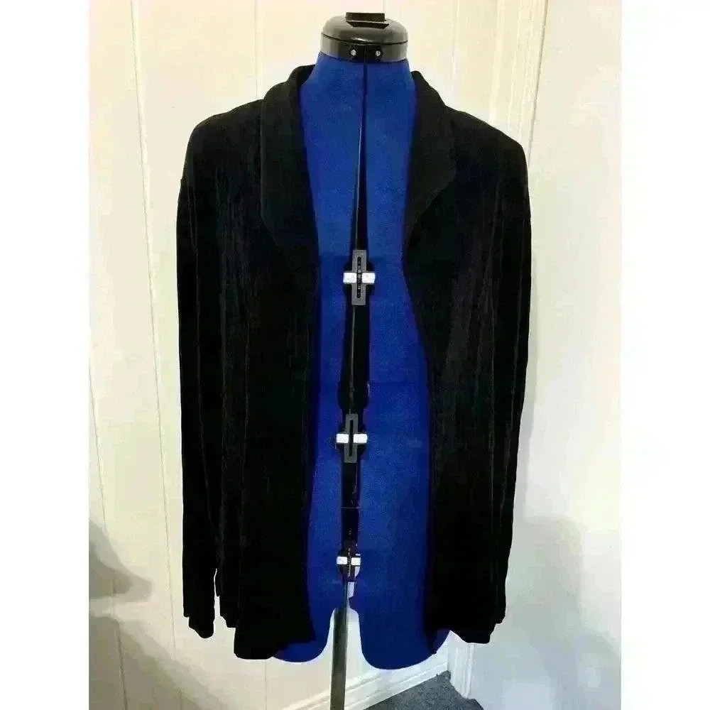 Chico's Travelers Cardigan Open Black Size 3/XL Packable Slinky Knit Comfort